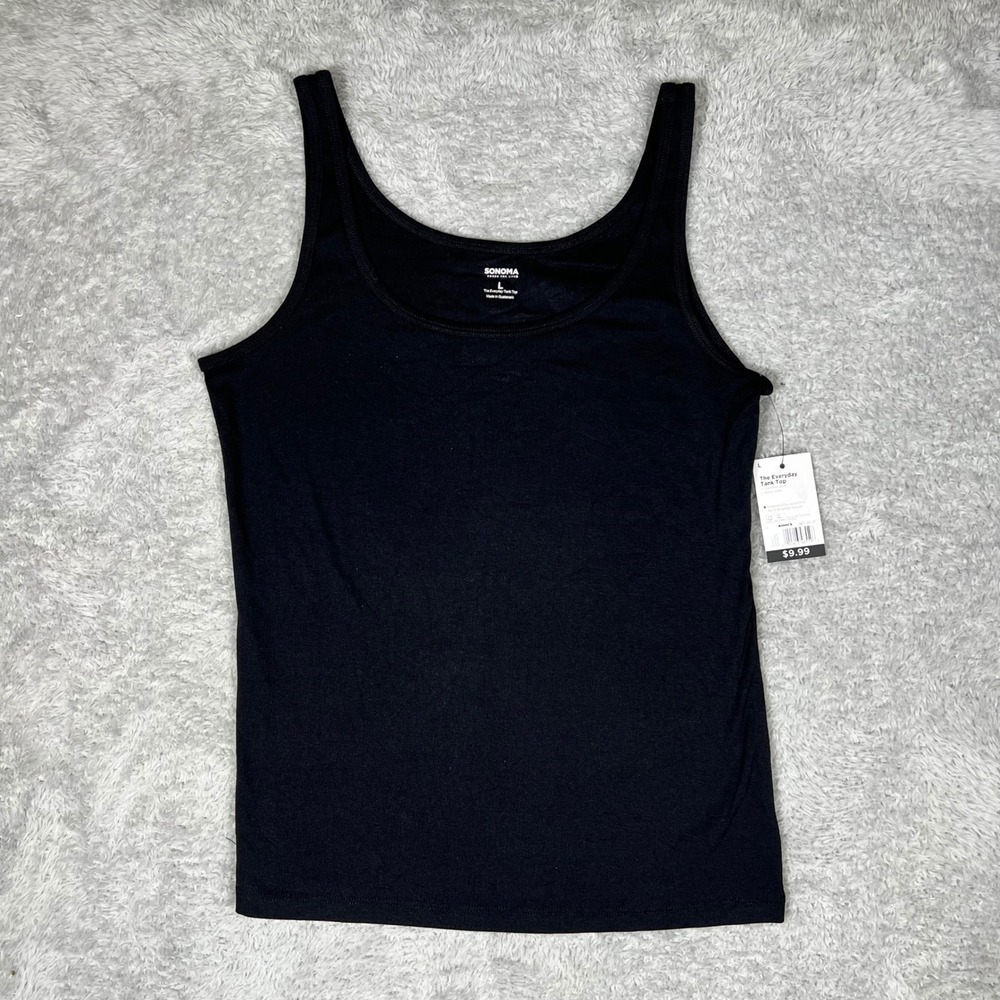 Sonoma Goods For Life Black Everyday Tank Top Womens Large NWT Sleeveless